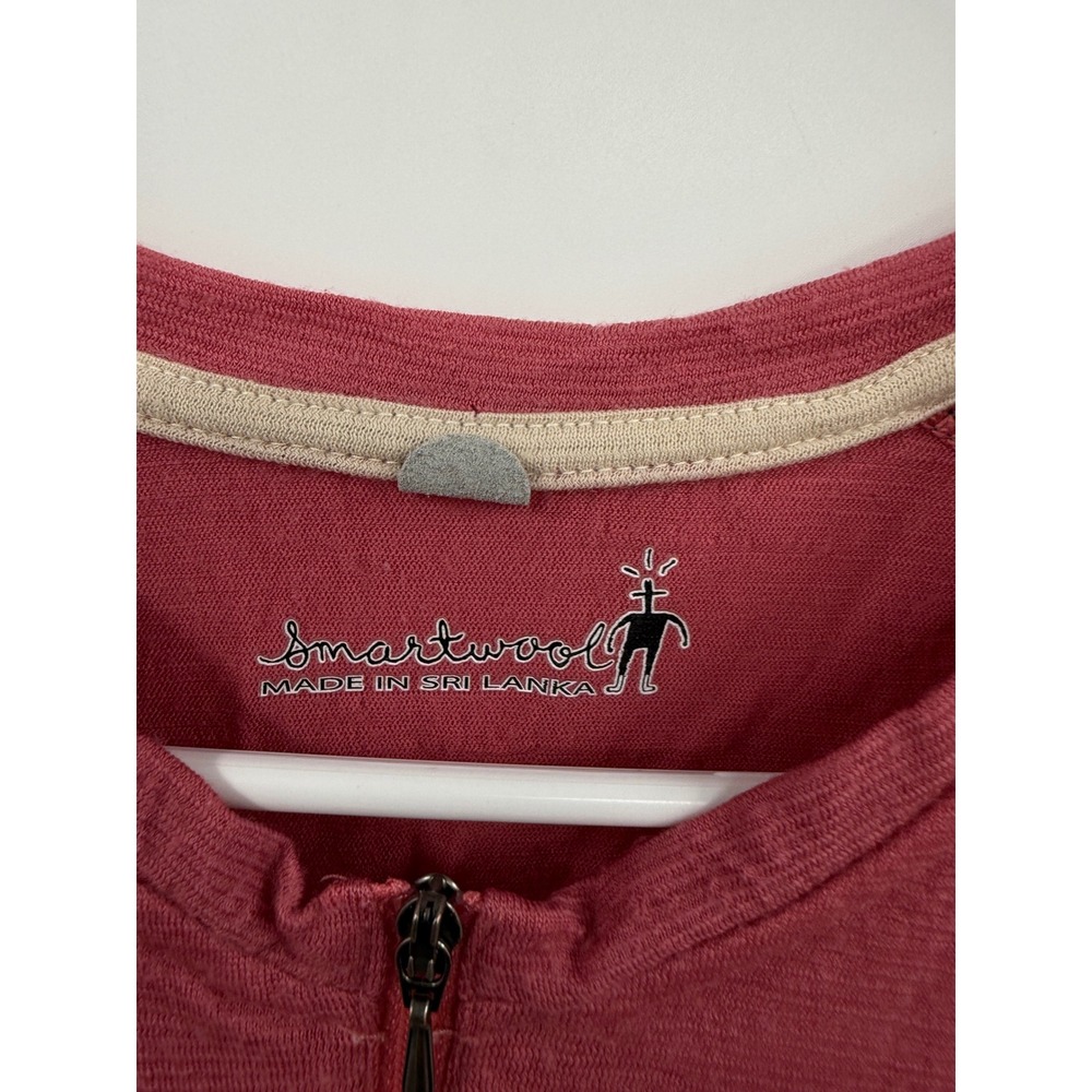 Smartwool Large 1/4 Zip Cycling Top W Pink Merino Wool Colorblock Activewear - Picture 2 of 6